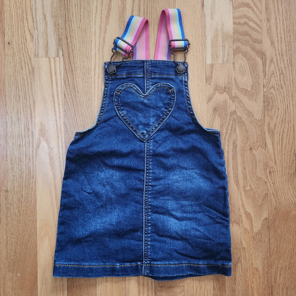 Joe Fresh Denim Overalls with Front Heart pocket and Multicoloured Straps